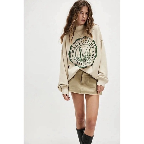 Free People Tops - Free People Diana Sweatshirt In oatmeal combo